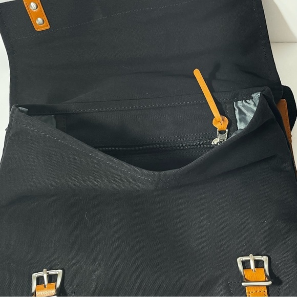 Indian Motorcycle Black Canvas Leather Backpack Book Gear Travel‎ Bag NWOT - Picture 9 of 11